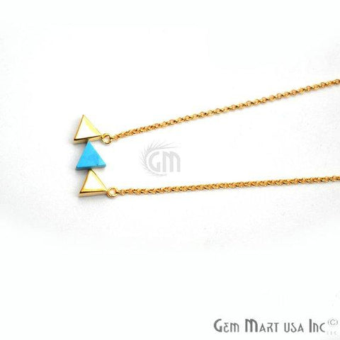 Triangle Shape Gemstone Gold Plated Dangle Pendant 18 Inch Long Necklace Chain (Pick your Gemstone) - GemMartUSA