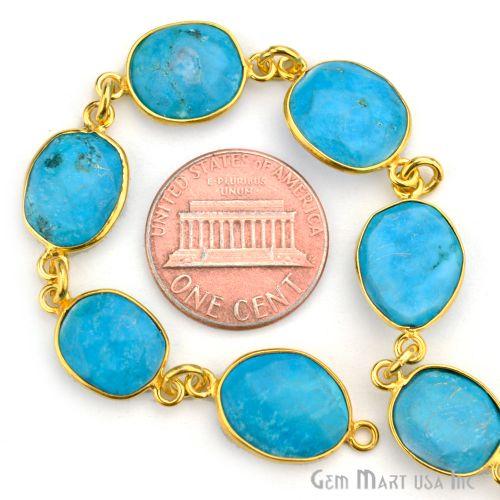 Turquoise 10-15mm Mix Shape Gold Plated Bezel Continuous Connector Chain