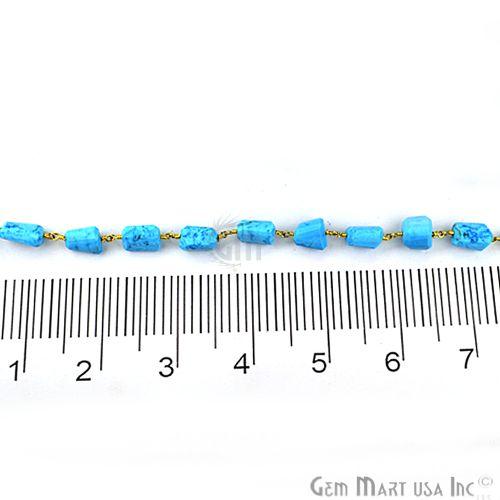 Turquoise 10mm Gold Plated Wire Wrapped Beads Rosary Chain (762742276143)