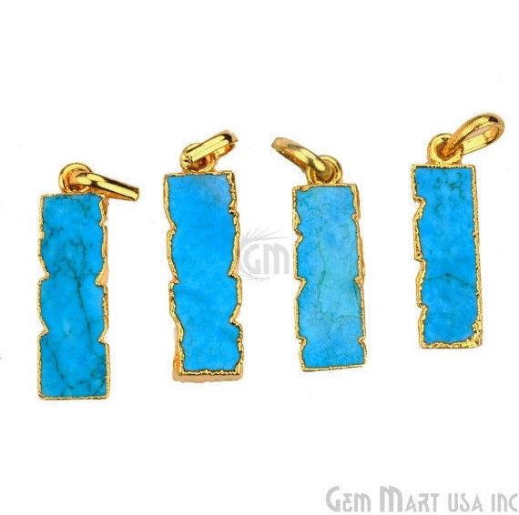 Electroplated Gemstone Rectangle Shape Bar Pendant (50001) - GemMartUSA