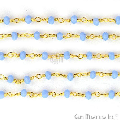 Tanzanite Gold Plated Wire Wrapped Beads Rosary Chain (763677933615)