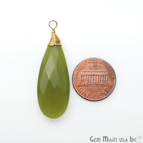 Vessonite Pear Shape 43x15mm Gold Wire Wrapped Gemstone Connector - GemMartUSA
