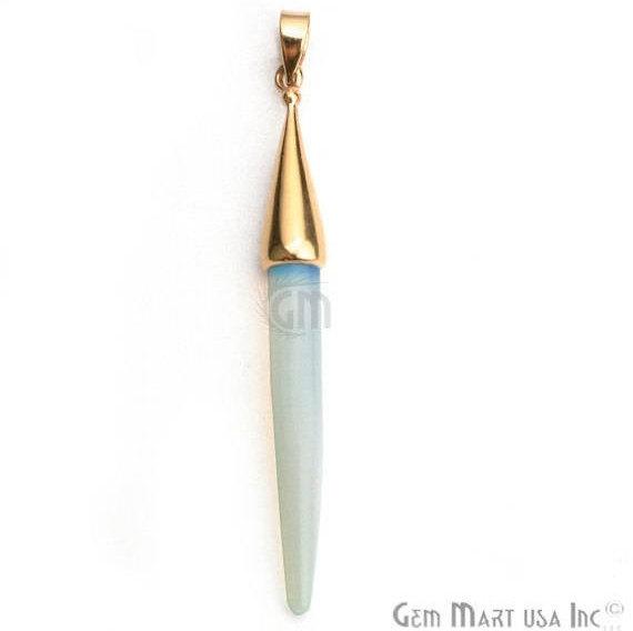 Gold Plated Cap Gemstone Spike Charm Pendant (50020) - GemMartUSA