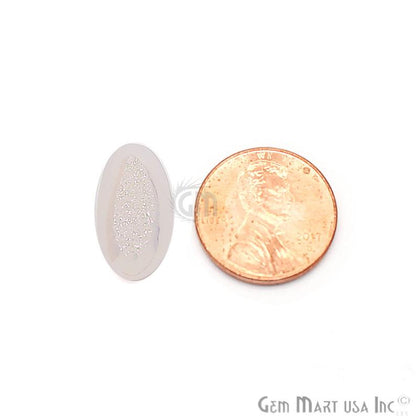 White Druzy Cabochon 10x20mm Oval Shape Loose Druzy - GemMartUSA