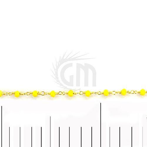 Yellow Agate 2.5-3mm Gold Plated Wire Wrapped Beads Rosary Chain (764062367791)