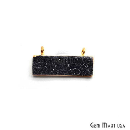 Gold Electroplated 25x11mm Rectangle Shape Double Bail Druzy Pendant (50025) - GemMartUSA