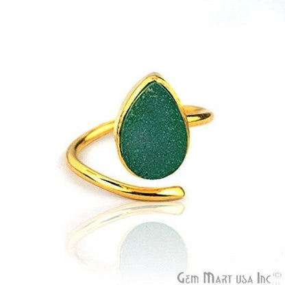 Druzy Gemstone Gold Plated Adjustable Fashion Jewelry Ring (12002) - GemMartUSA