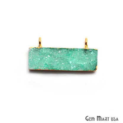 Gold Electroplated 25x11mm Rectangle Shape Double Bail Druzy Pendant (50025) - GemMartUSA