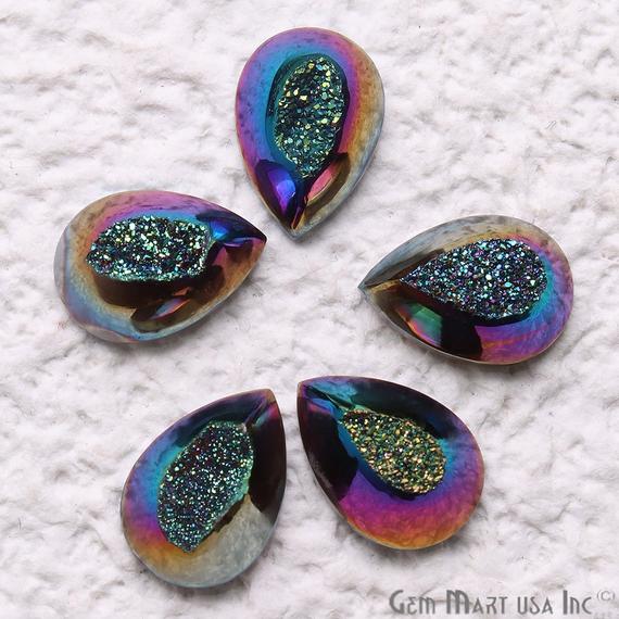 Window Druzy Cabochon 10x14mm Pear Shape Cave Druzy (Pick Your Color) - GemMartUSA