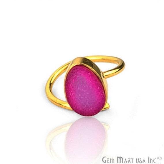 Druzy Gemstone Gold Plated Adjustable Fashion Jewelry Ring (12002) - GemMartUSA