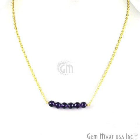 Faceted Gemstone Bead Charm 18 Inch Long Necklace Chain (Pick your Gemstone, Plating) - GemMartUSA
