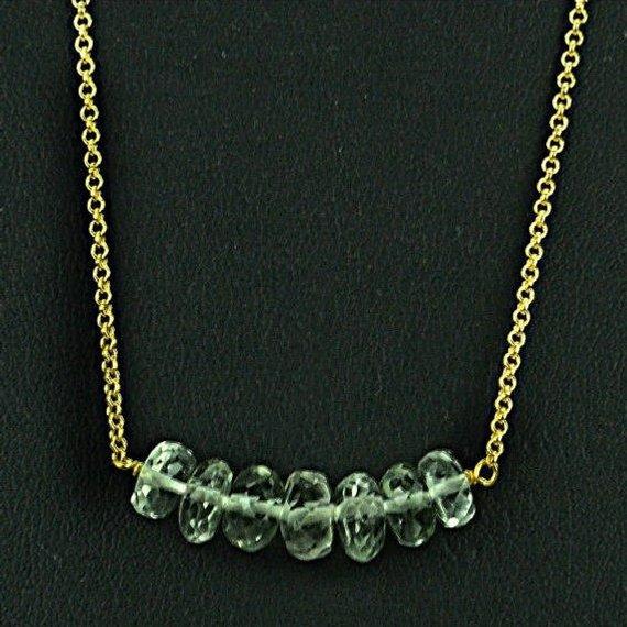 Faceted Gemstone Bead Bar Necklace Chain (Pick your Gemstone, Plating) - GemMartUSA