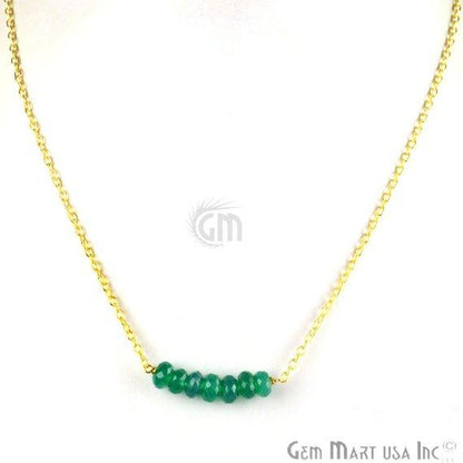 Faceted Gemstone Bead Bar Necklace Chain (Pick your Gemstone, Plating) - GemMartUSA