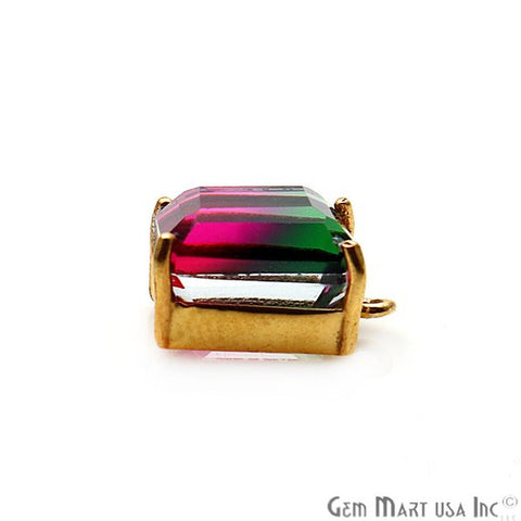 Doublet Bi Color Quartz Gold Vermeil Single Bail Gemstone Connector - GemMartUSA