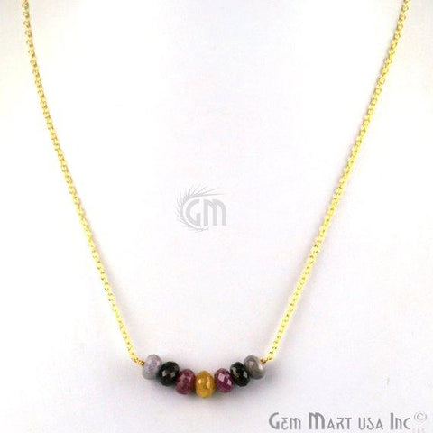 Faceted Gemstone Bead Charm 18 Inch Long Necklace Chain (Pick your Gemstone, Plating) - GemMartUSA