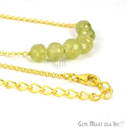 Faceted Gemstone Bead Bar Necklace Chain (Pick your Gemstone, Plating) - GemMartUSA