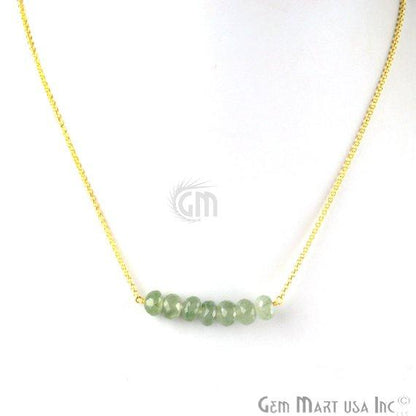 Faceted Gemstone Bead Bar Necklace Chain (Pick your Gemstone, Plating) - GemMartUSA