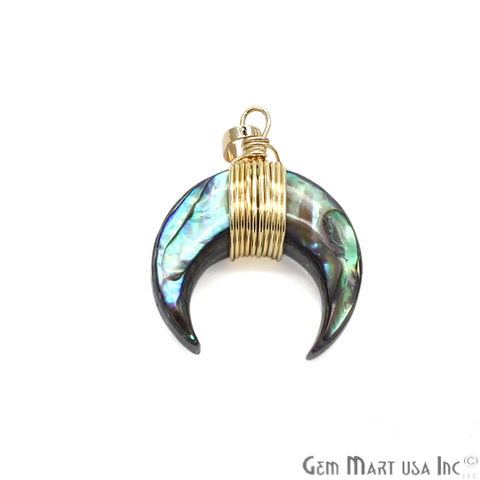 Horn Pendant, Gold Wire Wrapped Necklace, Crescent Moon Horn Pendant, Jewelry Making Supplies, GemMartUSA (GWWH) - GemMartUSA