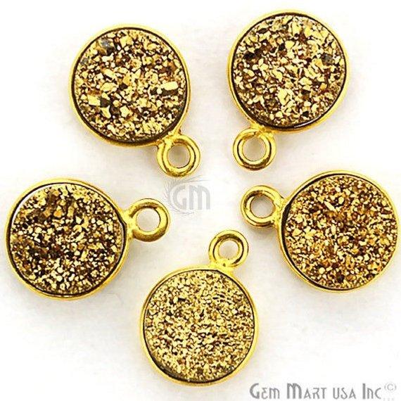 Titanium Druzy 8mm Round Bezel Connector (Pick Color, Bail, Plating) - GemMartUSA