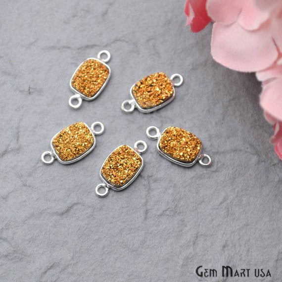 Titanium Druzy 7x9mm Octagon Bezel Connector (Pick Color, Bail, Plating) - GemMartUSA