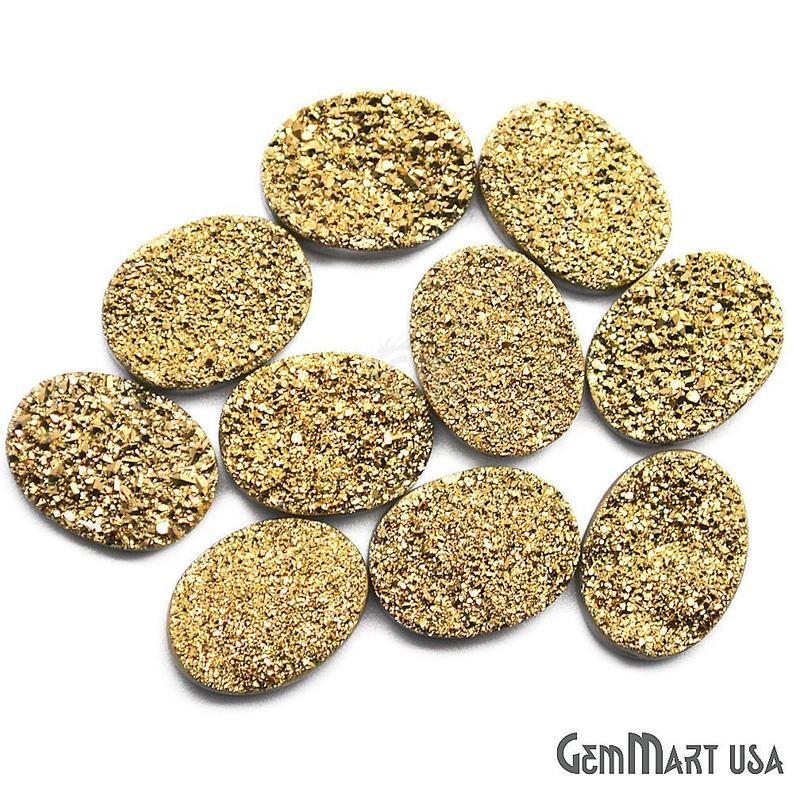 Plain Druzy 12x16mm Oval Shape Loose Cabochon (Pick Your Color) - GemMartUSA