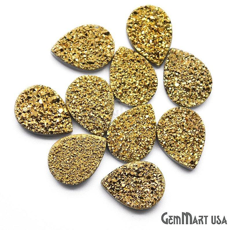 Plain Druzy 12x16mm Pear Shape Loose Cabochon (Pick Your Color) - GemMartUSA