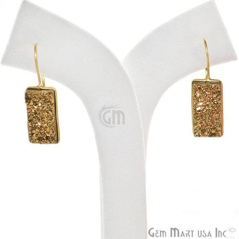 Rectangle Shape 20x12mm Gold Plated Druzy Hook Earrings (Pick your Gemstone) (90200-1) - GemMartUSA