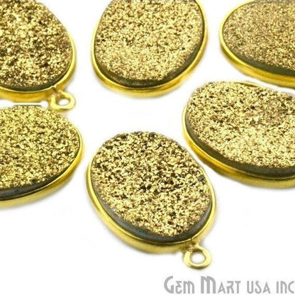 Titanium Druzy 13x18mm Oval Bezel Gemstone Connector (Pick Your Color, Bail, Plating) - GemMartUSA