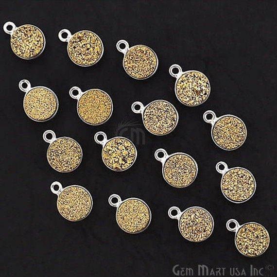 Titanium Druzy 8mm Round Bezel Connector (Pick Color, Bail, Plating) - GemMartUSA