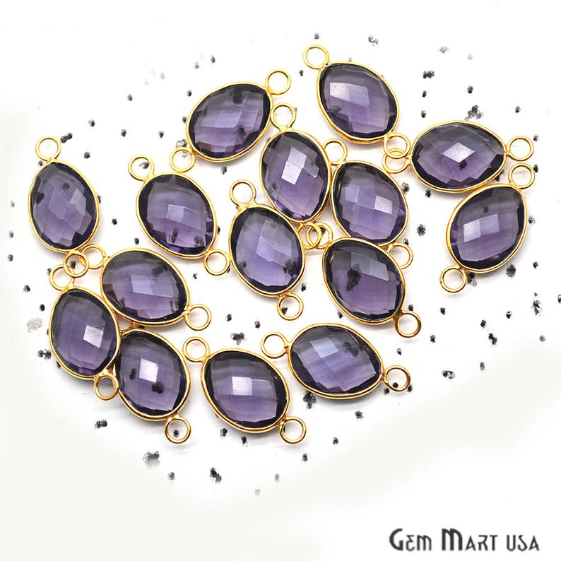 Gemstone 12x16mm Pears Bezel Big Bail Connector (Pick Your Gemstone,Plating) - GemMartUSA