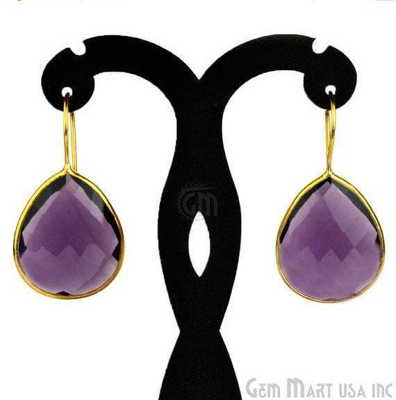 Gold Plated Pears Shape 21x26mm Gemstone Dangle Hook Earring Choose Your Style (90010-1) - GemMartUSA