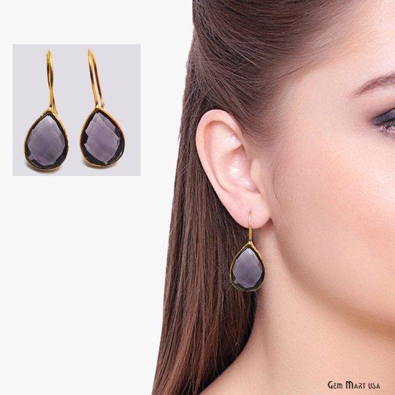 Pear 10x14mm Gemstone Gold Hook Earrings 1 Pair (Pick your Gemstone) - GemMartUSA