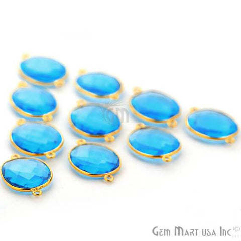 Oval 15x20mm Gold Plated Double Bail Gemstone Bezel Connector