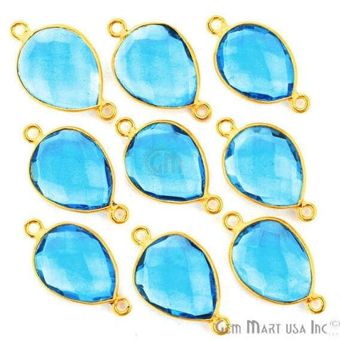 Pears 12x16mm Gold Plated Double Bail Gemstone Bezel Connector