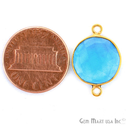 Round Shape 10mm Gold Plated Bezel Gemstone Connector (Pick Gemstone) - GemMartUSA