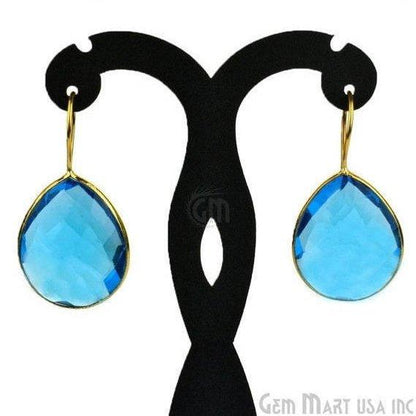 Gold Plated Pears Shape 21x26mm Gemstone Dangle Hook Earring Choose Your Style (90010-1) - GemMartUSA