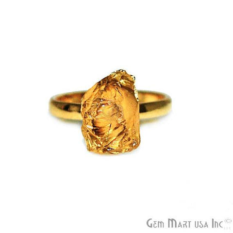 Rough Gemstone Gold Plated Adjustable Band Ring - GemMartUSA