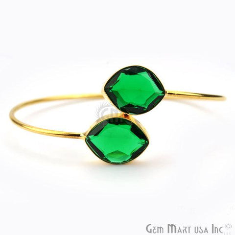 Emerald 14X18mm Marquise Shape Gold Plated Handmade Bangle Bracelet - GemMartUSA