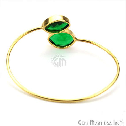Emerald 14X18mm Marquise Shape Gold Plated Handmade Bangle Bracelet - GemMartUSA