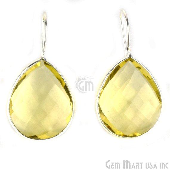 Pear Shape 21x26mm Silver Plated Gemstone Hook Earrings (Pick your Gemstone) (90011-1) - GemMartUSA