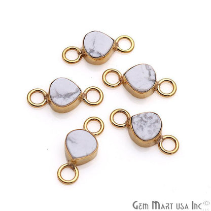 Heart Shape 7mm Gemstone Double Big Bail Gold Connector (Pick Your Gemstone) - GemMartUSA