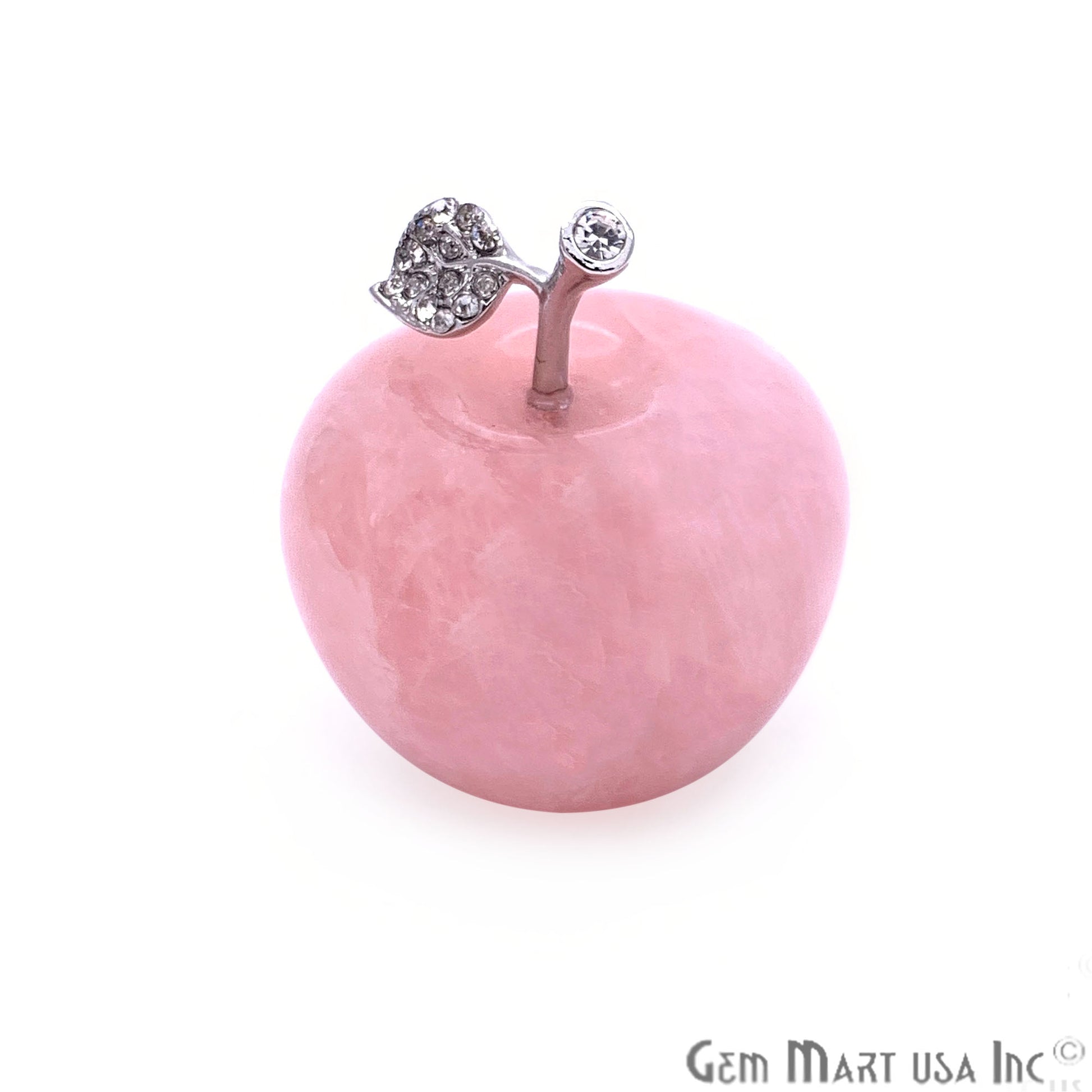 Rose Quartz 45mm Handcrafted Apple in polished stone, Big size - GemMartUSA