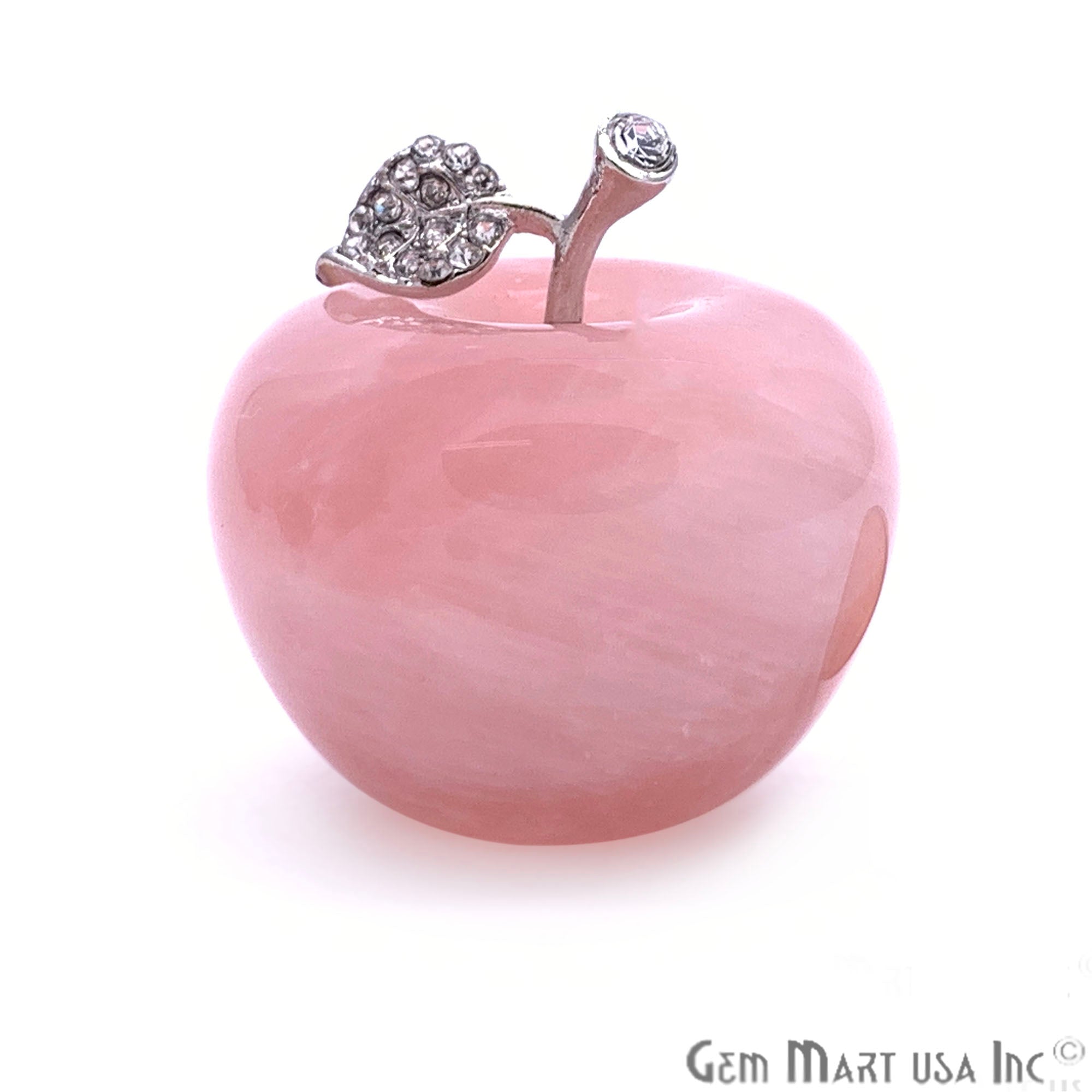 Rose Quartz 45mm Handcrafted Apple in polished stone, Big size - GemMartUSA