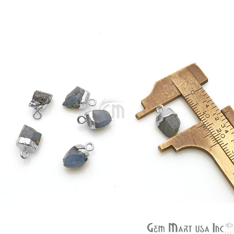 Rough Sapphire Gemstone 14x9mm Organic Silver Edged Connector - GemMartUSA