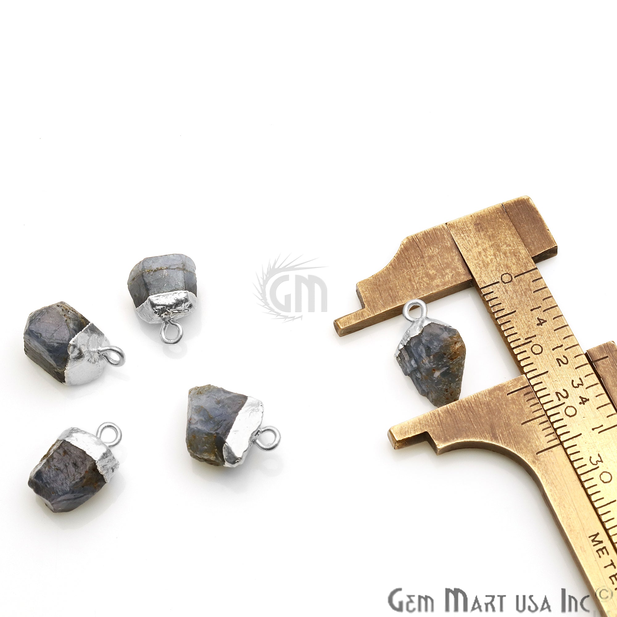 Rough Kyanite Gemstone 18x8mm Organic Silver Edged Connector - GemMartUSA