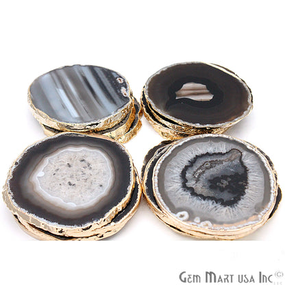 Black Coaster, Agate Coaster, Coaster Set, Drinkware, Rock Coaster, Agate Slice - GemMartUSA