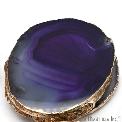 Purple Agate Coaster, Coaster Set, Rock Coaster, Agate Slice Drink Coaster - GemMartUSA