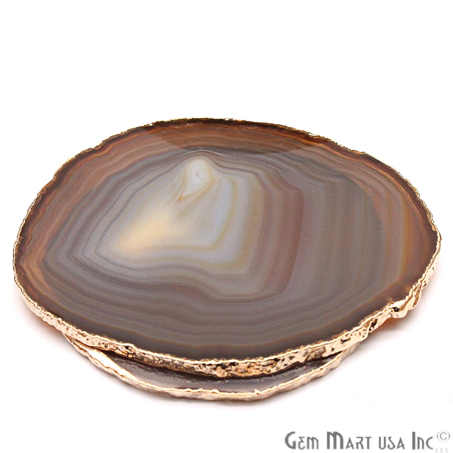 Natural Agate Coaster, Coaster Set, Rock Coaster, Agate Slice Drink Coaster - GemMartUSA