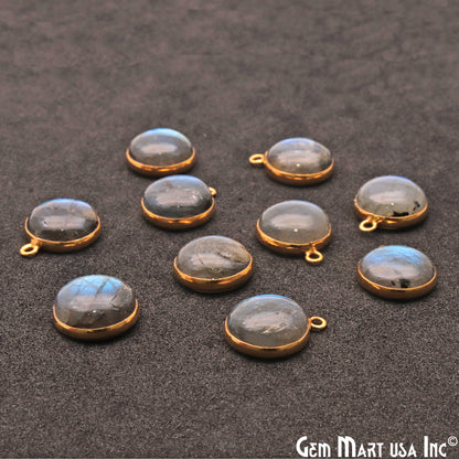 Flashy Labradorite 12mm Cabochon Round Gemstone Connector - GemMartUSA