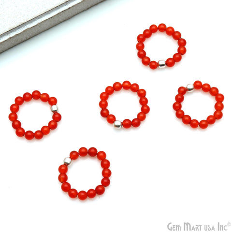 Healing Gemstone Elastic Band Rings 3-4mm Round Beaded Rings For Women